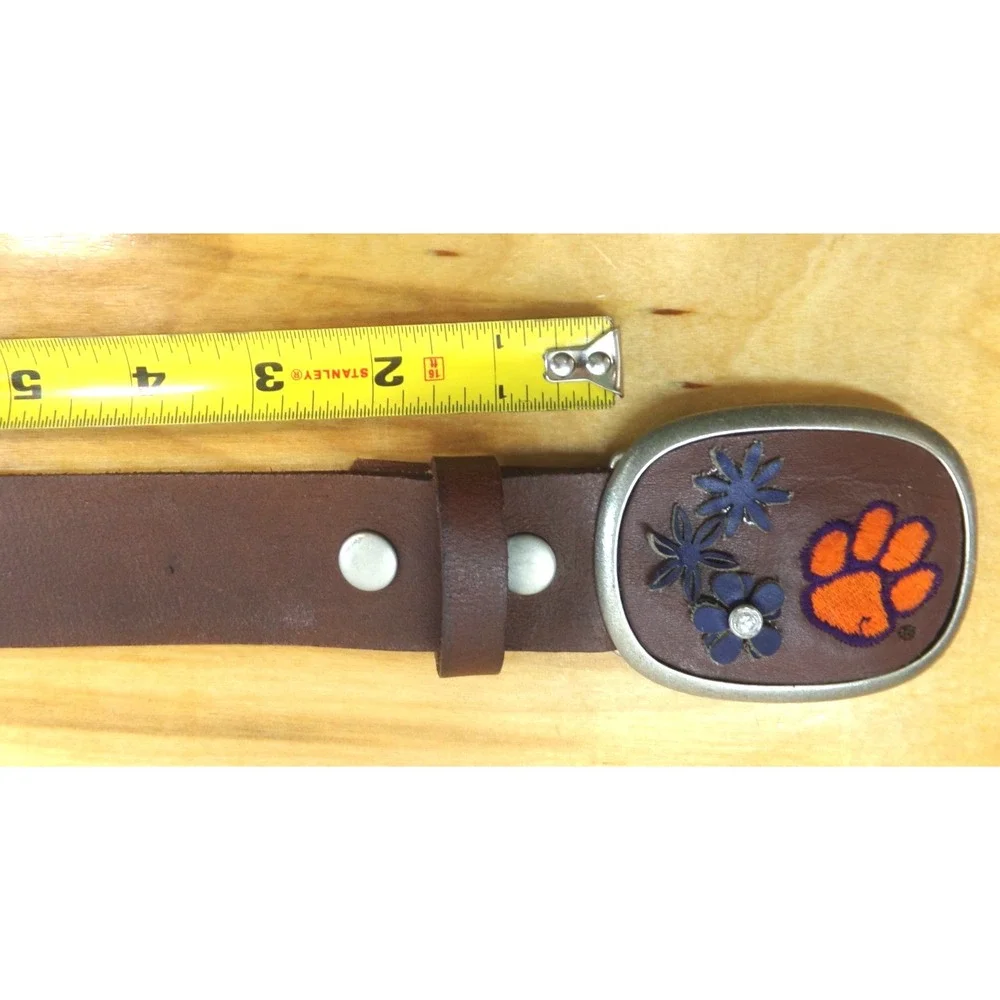 Legacy Brown‎ Leather Belt Size L with NCAA Clemson University Tiger Paw Buckle